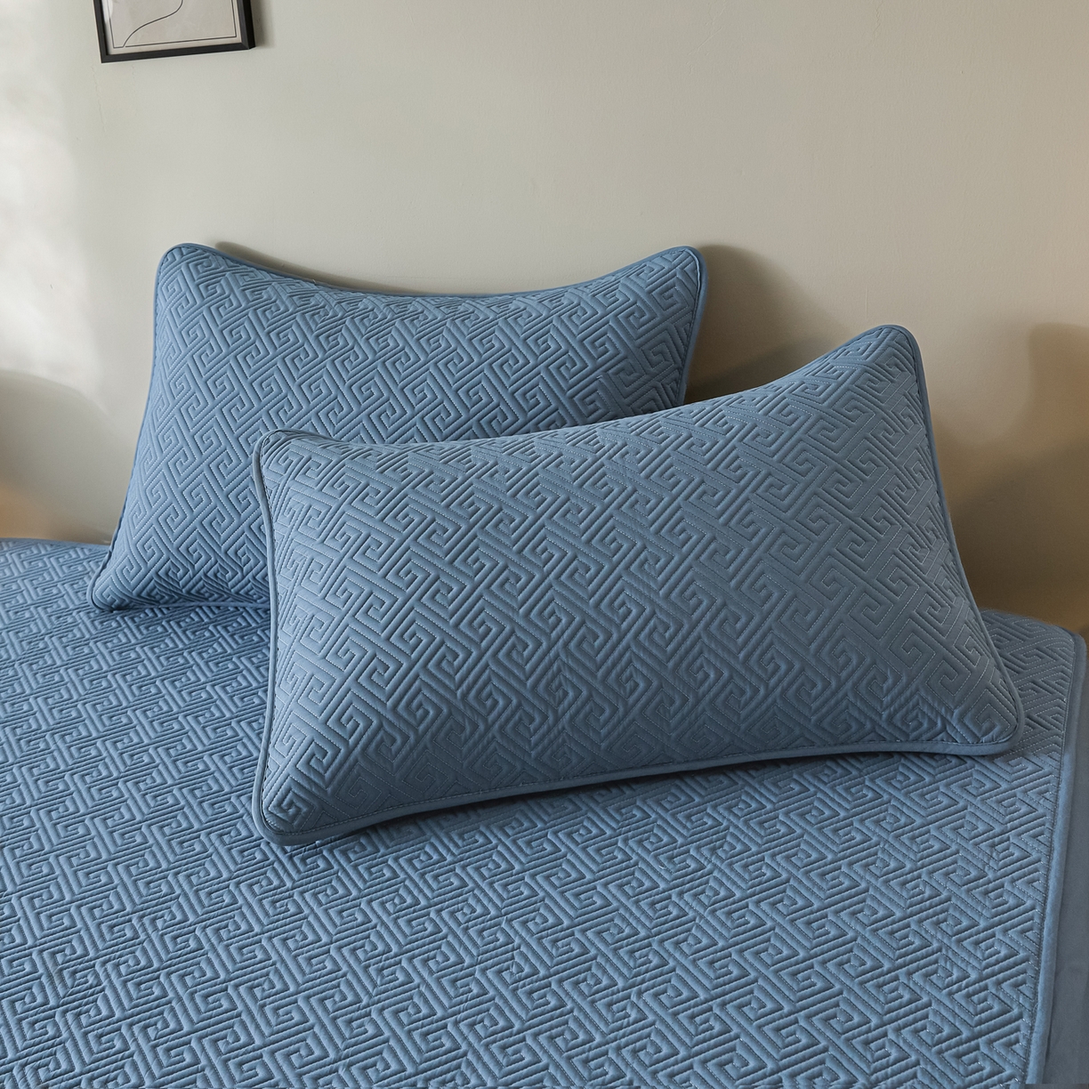 91家纺网 家纺一手货源 找家纺 芬晴家纺 2025新款久久全棉棉花床笠 99-雾蓝