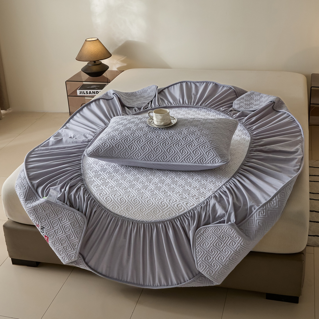 91家纺网 家纺一手货源 找家纺 芬晴家纺 2025新款久久全棉棉花床笠 99-星灰