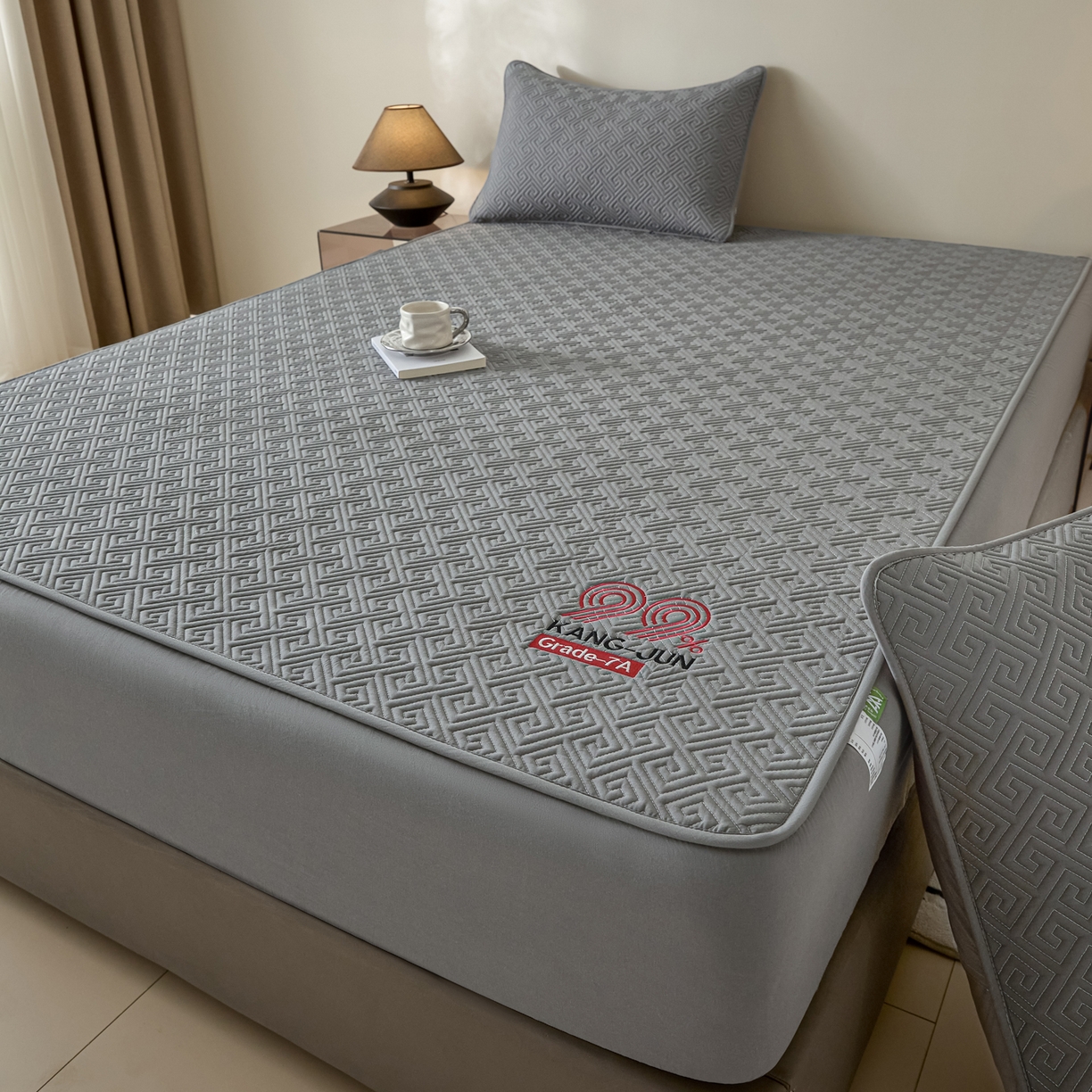 91家纺网 家纺一手货源 找家纺 芬晴家纺 2025新款久久全棉棉花床笠 99-岩灰