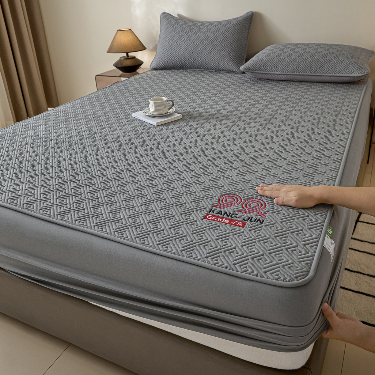 91家纺网 家纺一手货源 找家纺 芬晴家纺 2025新款久久全棉棉花床笠 99-岩灰