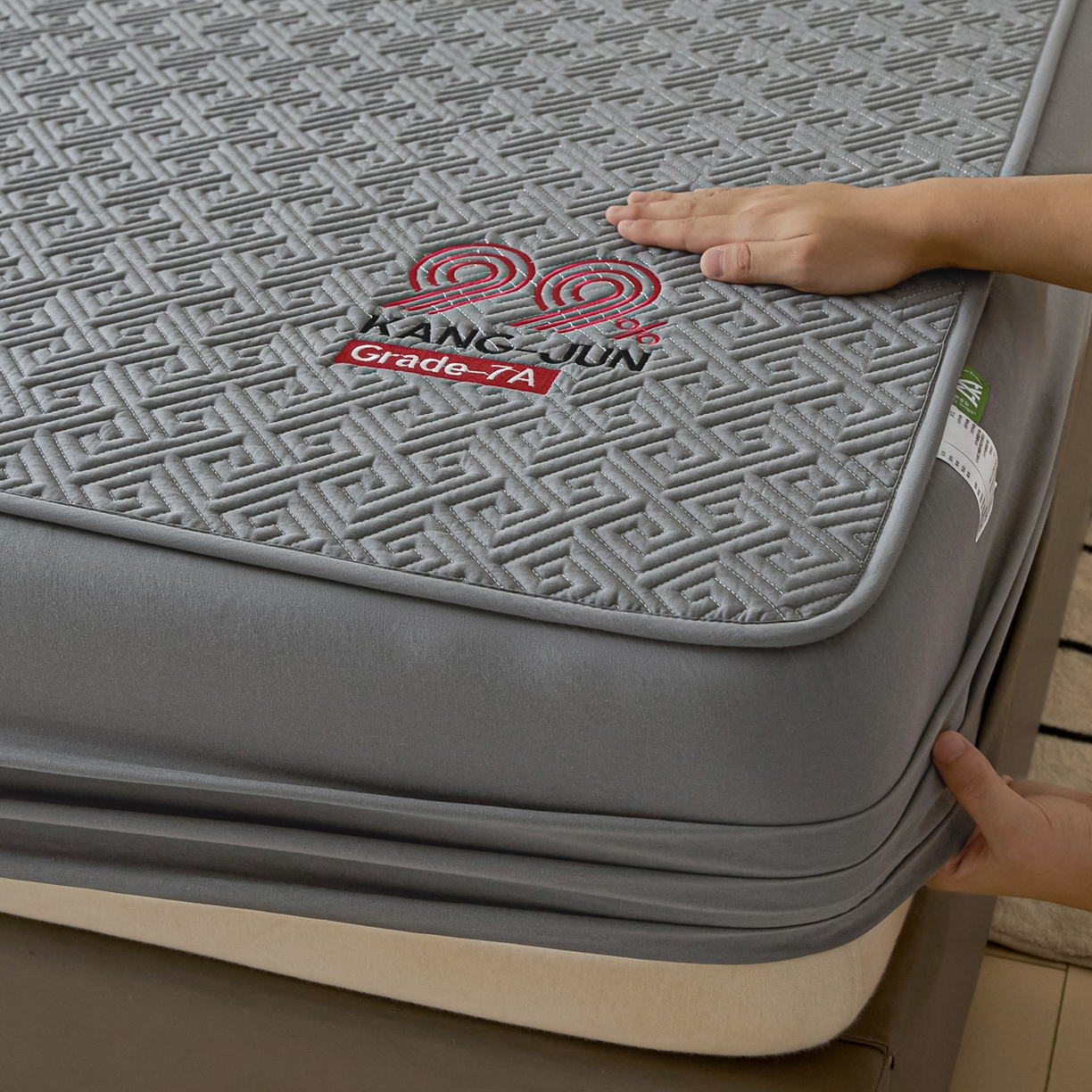 91家纺网 家纺一手货源 找家纺 芬晴家纺 2025新款久久全棉棉花床笠 99-岩灰