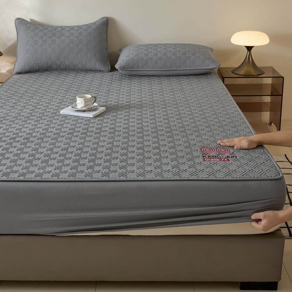 91家纺网 家纺一手货源 找家纺 芬晴家纺 2025新款久久全棉棉花床笠 99-岩灰