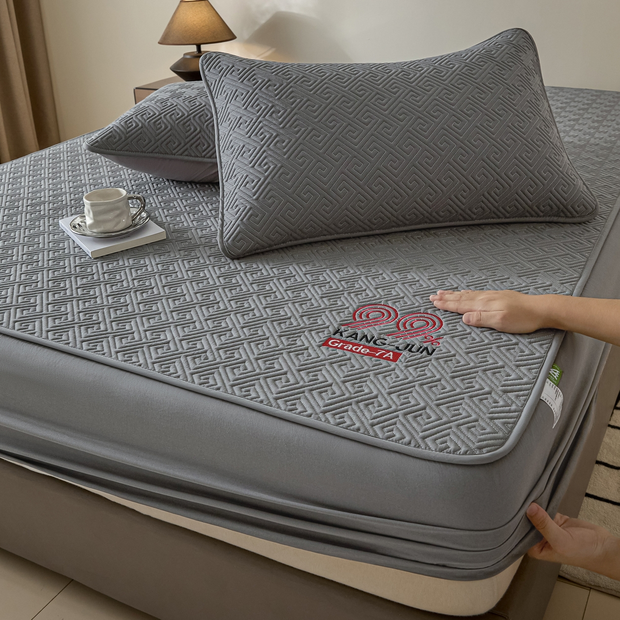 91家纺网 家纺一手货源 找家纺 芬晴家纺 2025新款久久全棉棉花床笠 99-岩灰