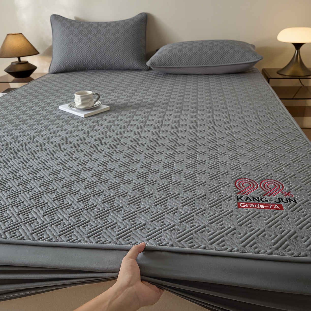 91家纺网 家纺一手货源 找家纺 芬晴家纺 2025新款久久全棉棉花床笠 99-岩灰