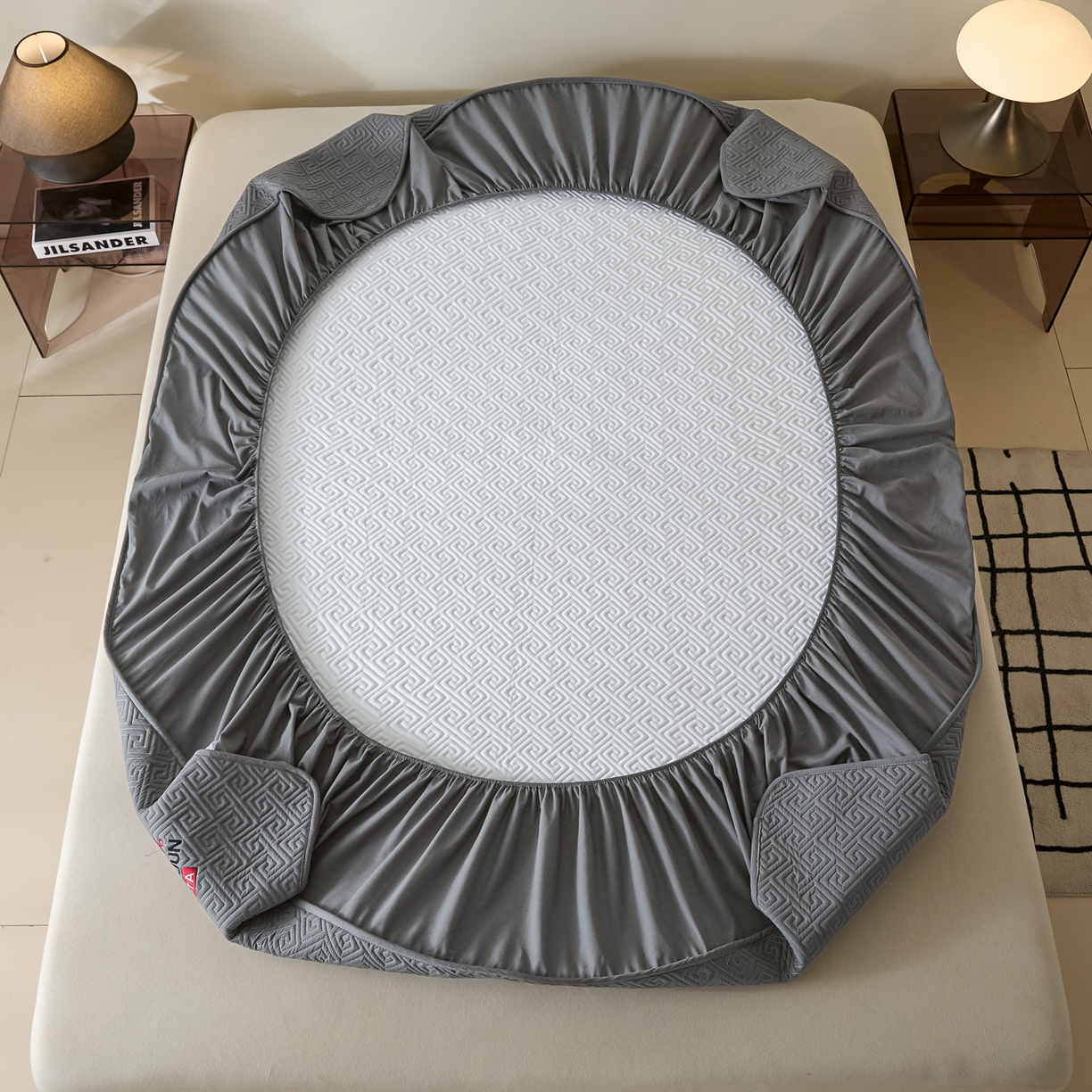 91家纺网 家纺一手货源 找家纺 芬晴家纺 2025新款久久全棉棉花床笠 99-岩灰