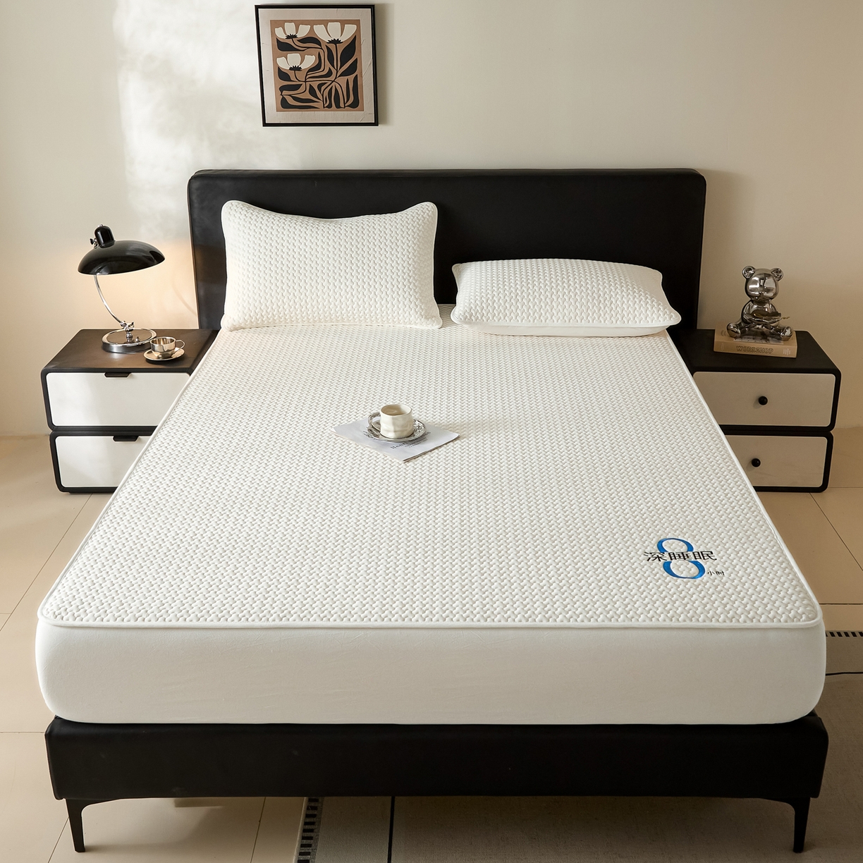 91家纺网 家纺一手货源 找家纺 芬晴家纺 2025新款深睡眠棉花全棉床笠 深睡眠-白