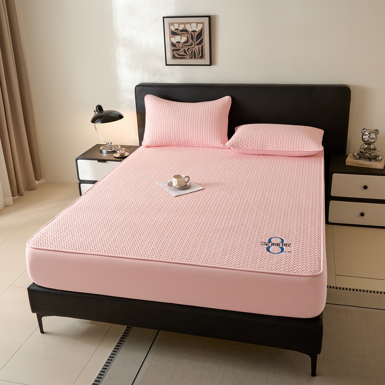 91家纺网 家纺一手货源 找家纺 芬晴家纺 2025新款深睡眠棉花全棉床笠 深睡眠-嫩粉