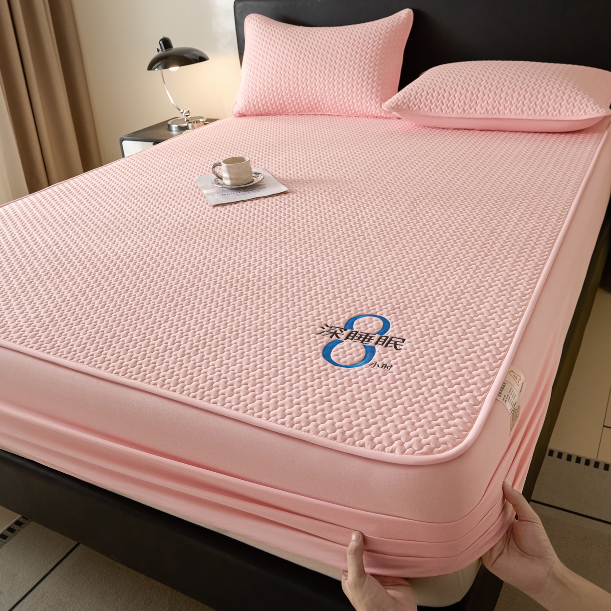 91家纺网 家纺一手货源 找家纺 芬晴家纺 2025新款深睡眠棉花全棉床笠 深睡眠-嫩粉