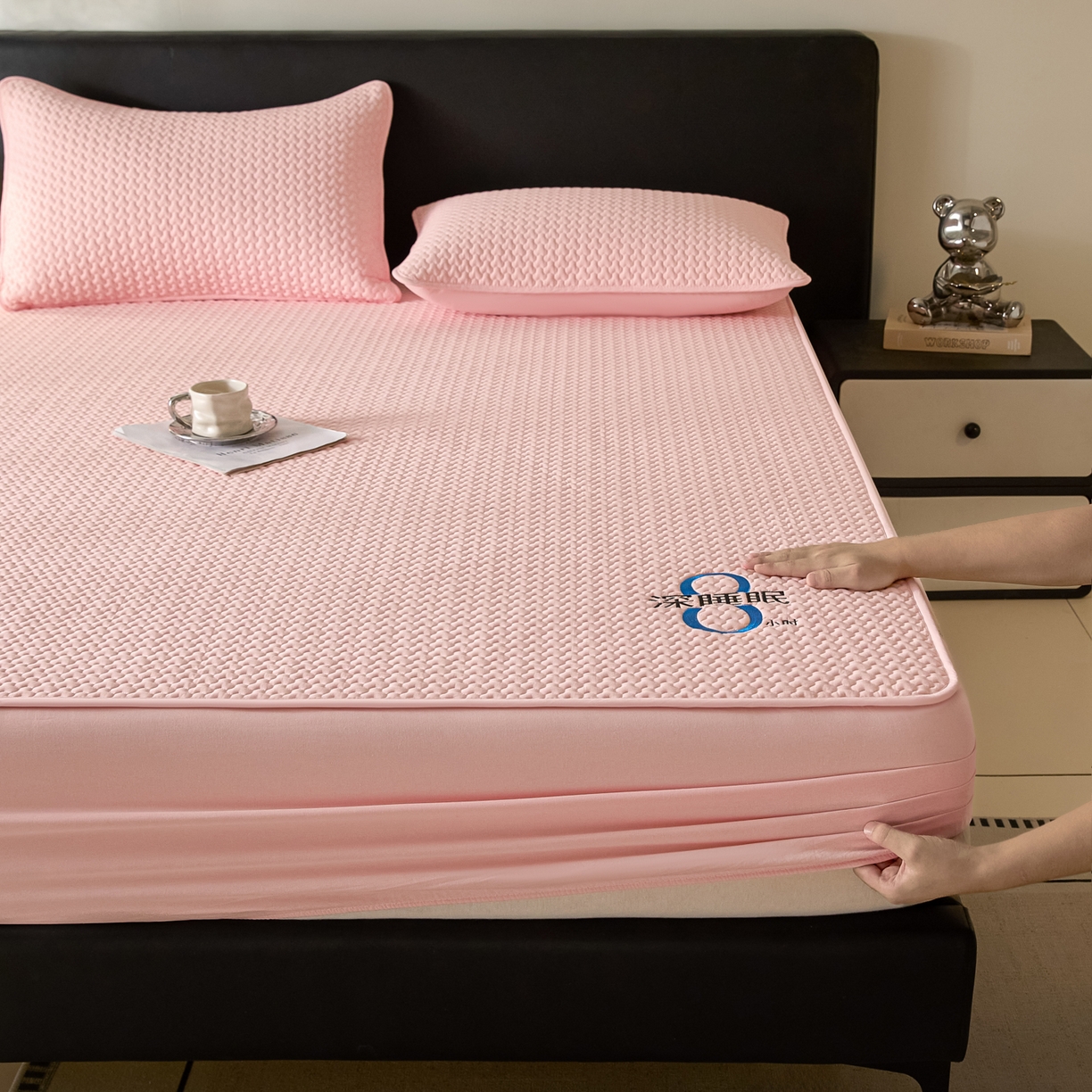 91家纺网 家纺一手货源 找家纺 芬晴家纺 2025新款深睡眠棉花全棉床笠 深睡眠-嫩粉