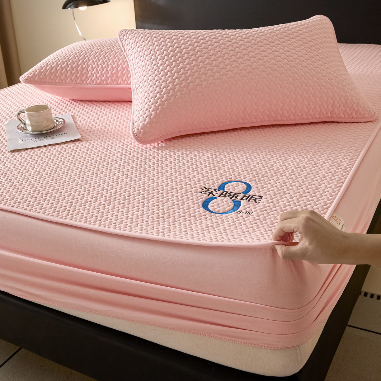 91家纺网 家纺一手货源 找家纺 芬晴家纺 2025新款深睡眠棉花全棉床笠 深睡眠-嫩粉