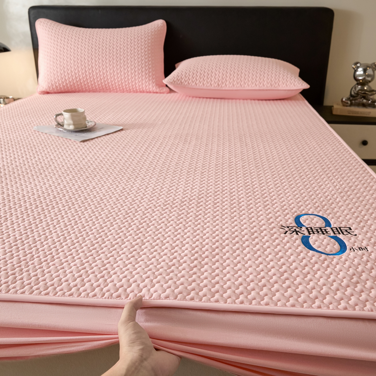 91家纺网 家纺一手货源 找家纺 芬晴家纺 2025新款深睡眠棉花全棉床笠 深睡眠-嫩粉