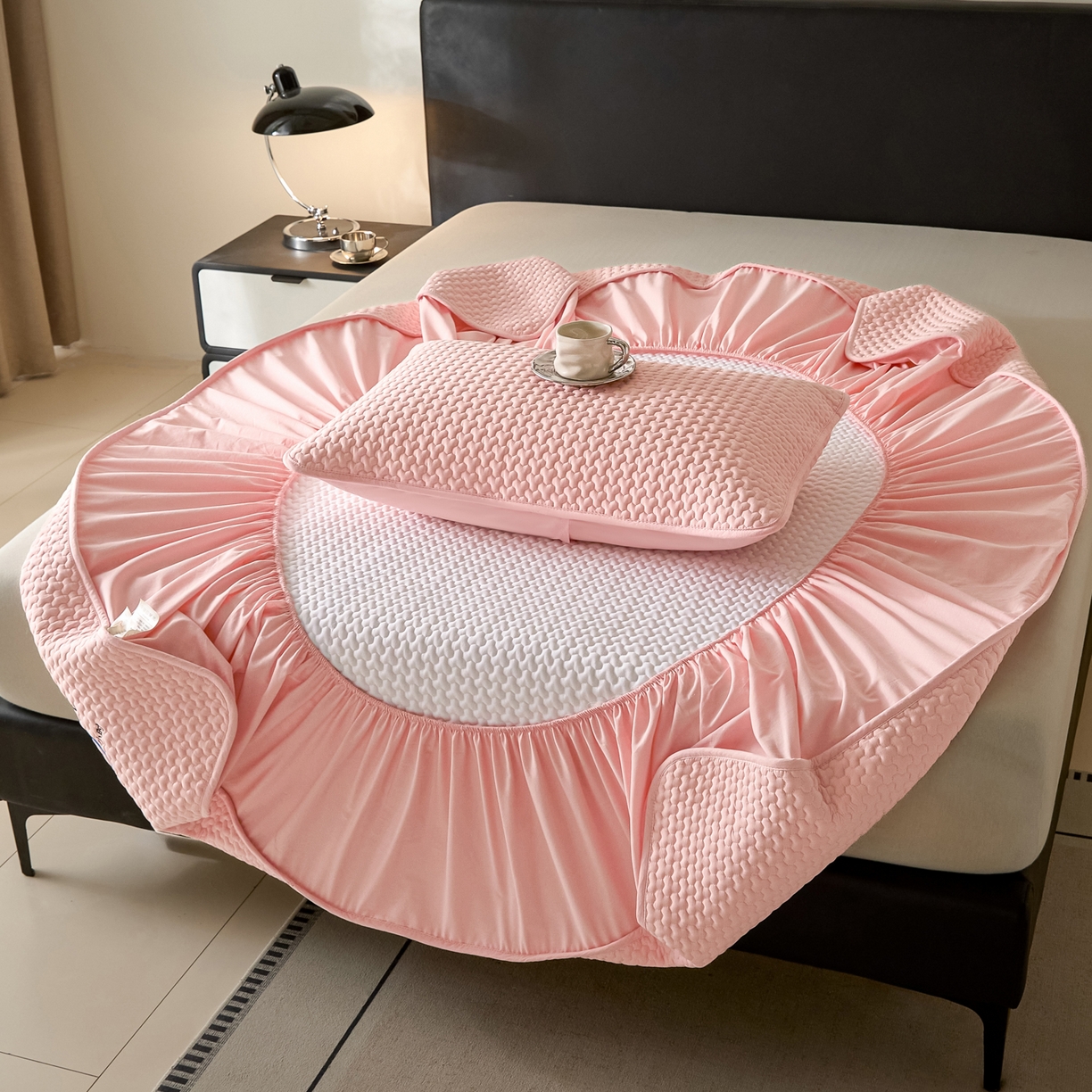 91家纺网 家纺一手货源 找家纺 芬晴家纺 2025新款深睡眠棉花全棉床笠 深睡眠-嫩粉