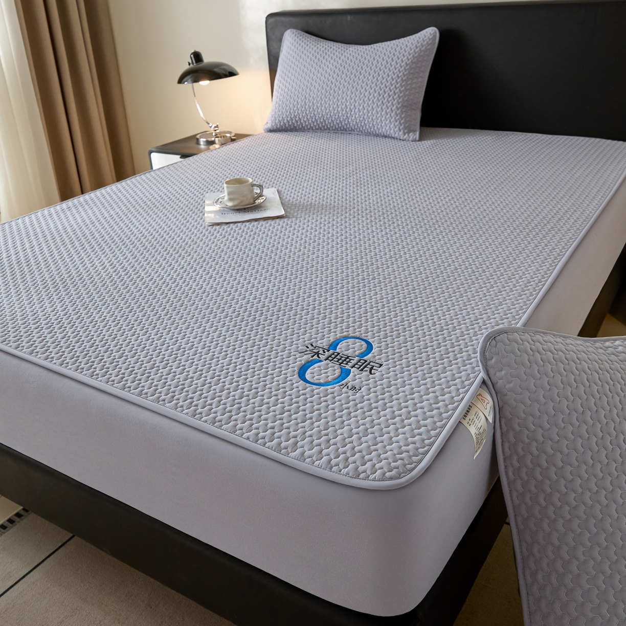 91家纺网 家纺一手货源 找家纺 芬晴家纺 2025新款深睡眠棉花全棉床笠 深睡眠-浅灰