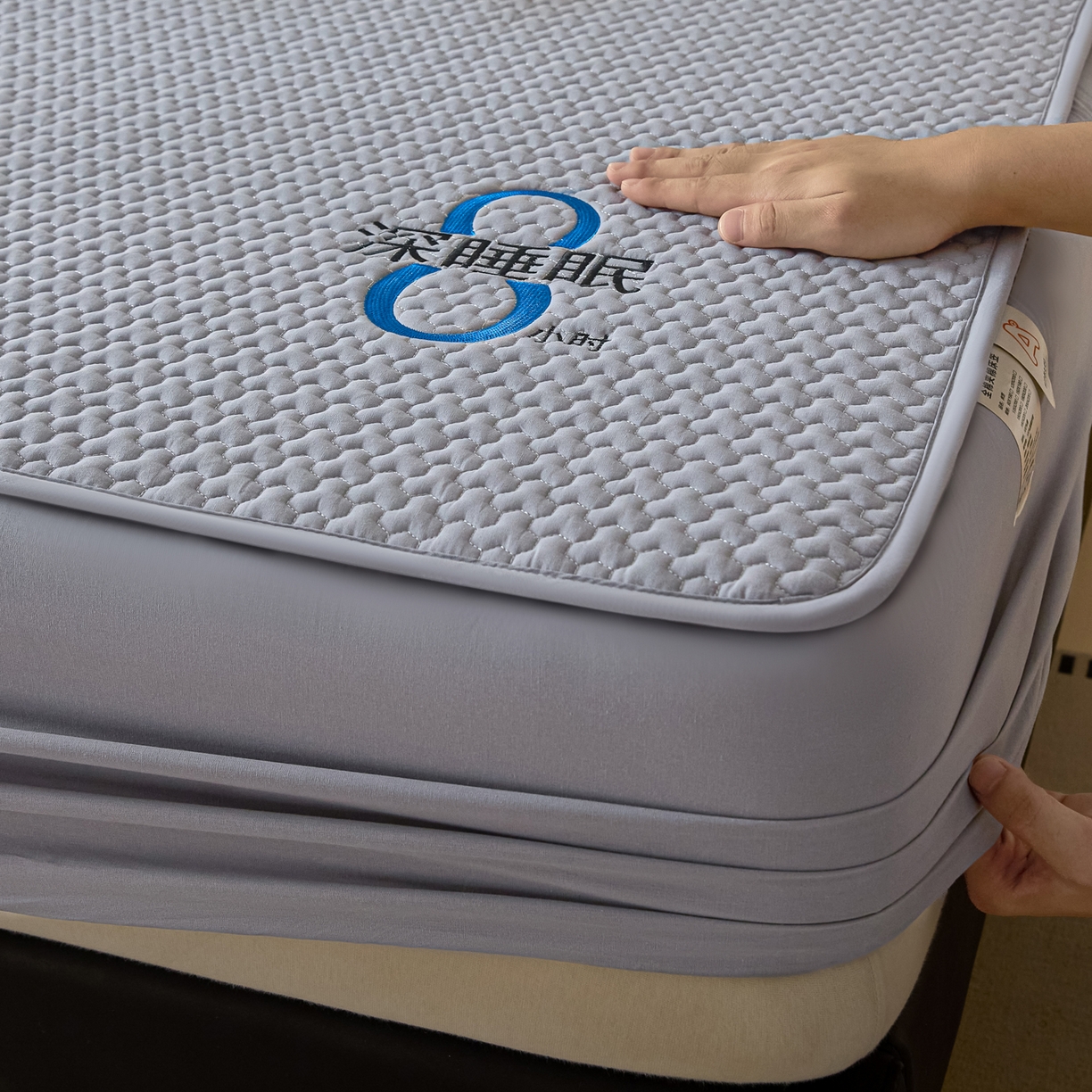 91家纺网 家纺一手货源 找家纺 芬晴家纺 2025新款深睡眠棉花全棉床笠 深睡眠-浅灰