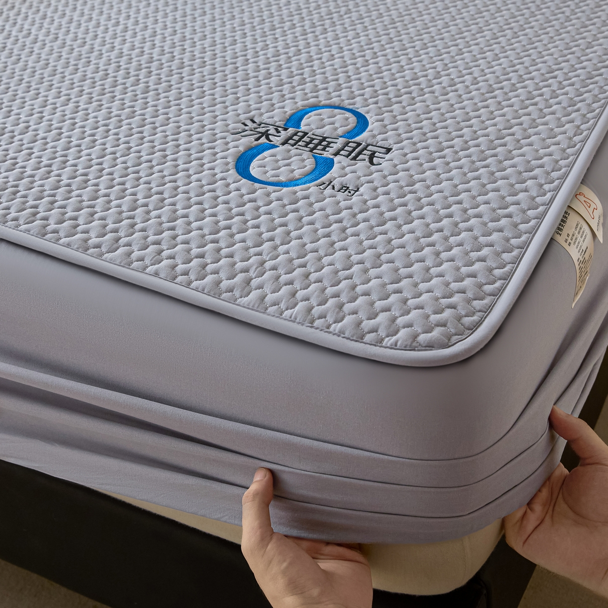 91家纺网 家纺一手货源 找家纺 芬晴家纺 2025新款深睡眠棉花全棉床笠 深睡眠-浅灰