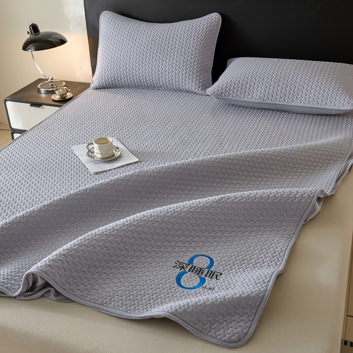 91家纺网 家纺一手货源 找家纺 芬晴家纺 2025新款深睡眠棉花全棉床笠 深睡眠-浅灰