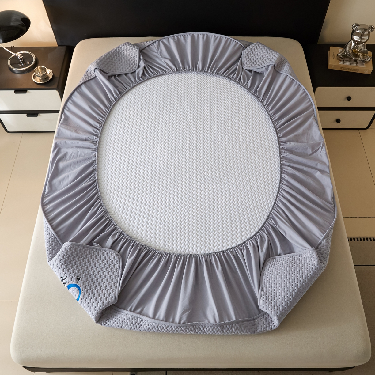 91家纺网 家纺一手货源 找家纺 芬晴家纺 2025新款深睡眠棉花全棉床笠 深睡眠-浅灰