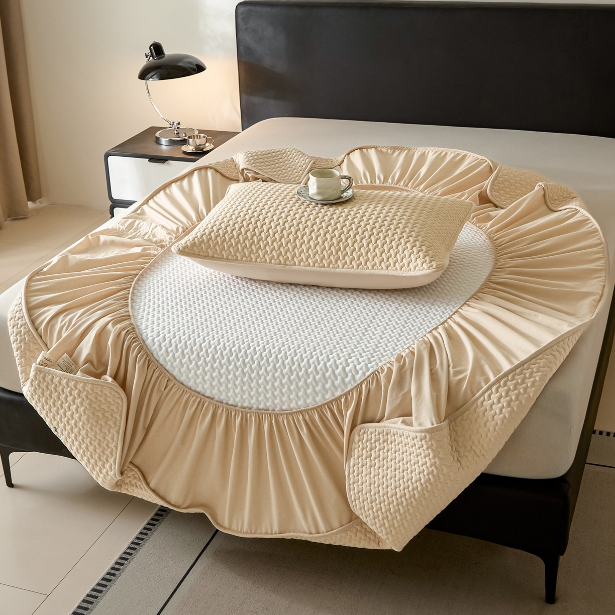 91家纺网 家纺一手货源 找家纺 芬晴家纺 2025新款深睡眠棉花全棉床笠 深睡眠-浅卡