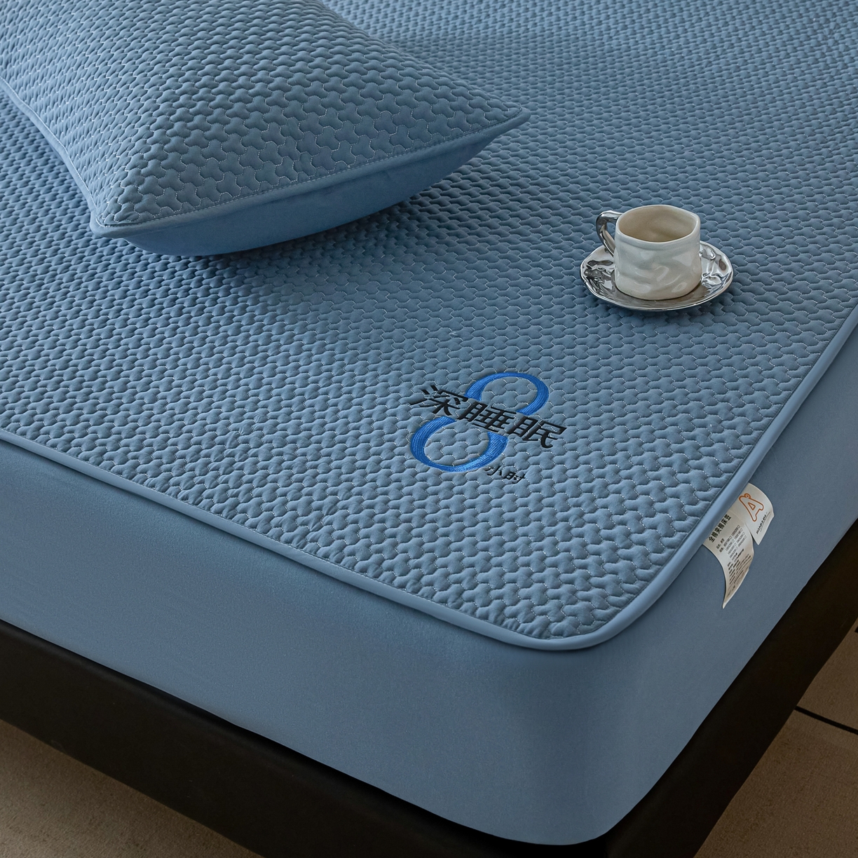 91家纺网 家纺一手货源 找家纺 芬晴家纺 2025新款深睡眠棉花全棉床笠 深睡眠-雾蓝