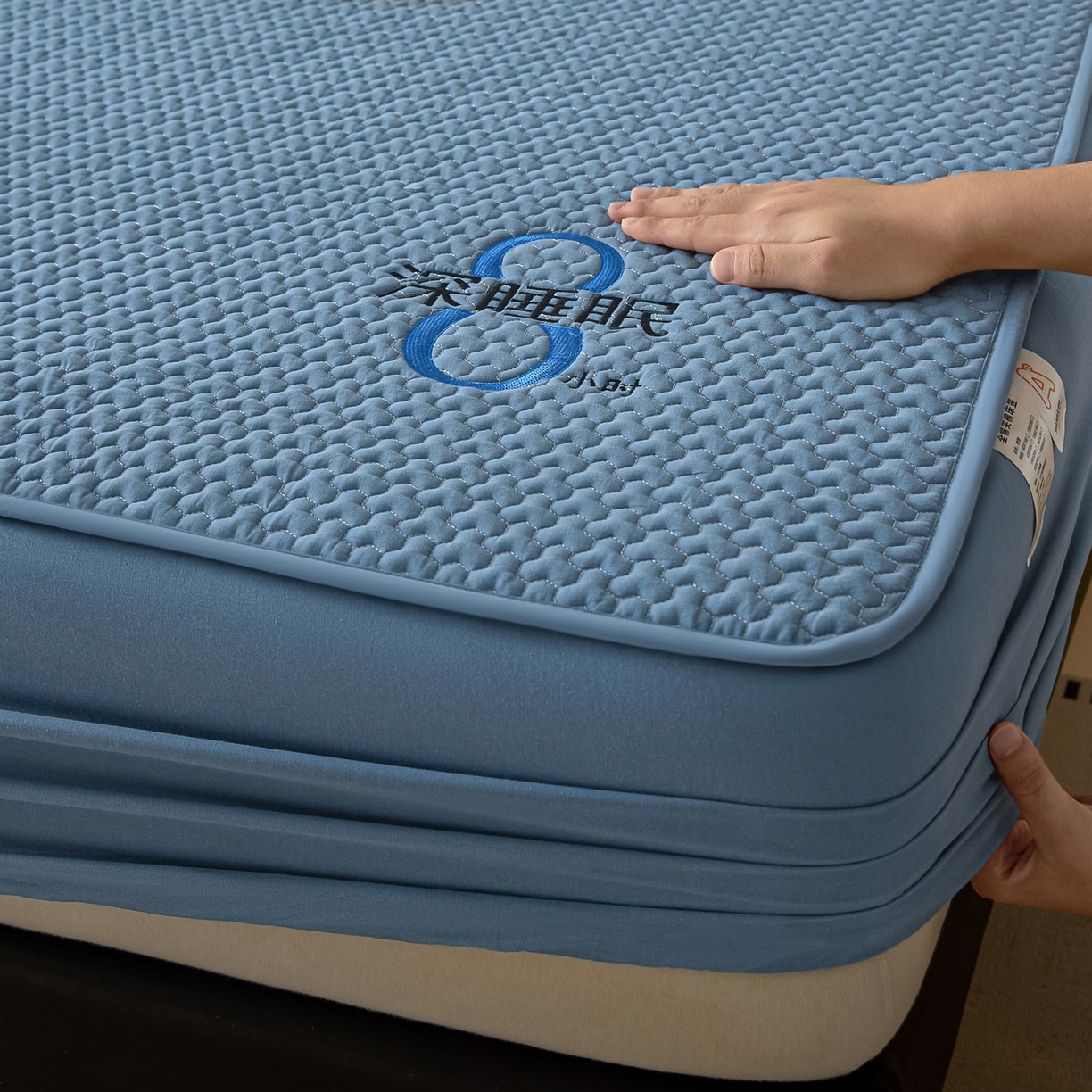 91家纺网 家纺一手货源 找家纺 芬晴家纺 2025新款深睡眠棉花全棉床笠 深睡眠-雾蓝