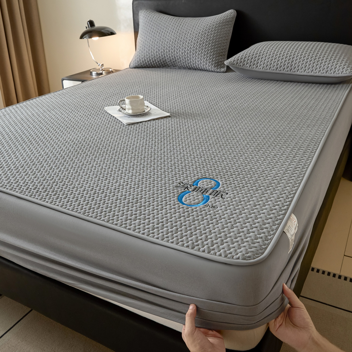 91家纺网 家纺一手货源 找家纺 芬晴家纺 2025新款深睡眠棉花全棉床笠 深睡眠-岩灰