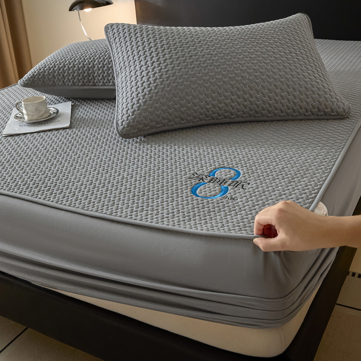 91家纺网 家纺一手货源 找家纺 芬晴家纺 2025新款深睡眠棉花全棉床笠 深睡眠-岩灰