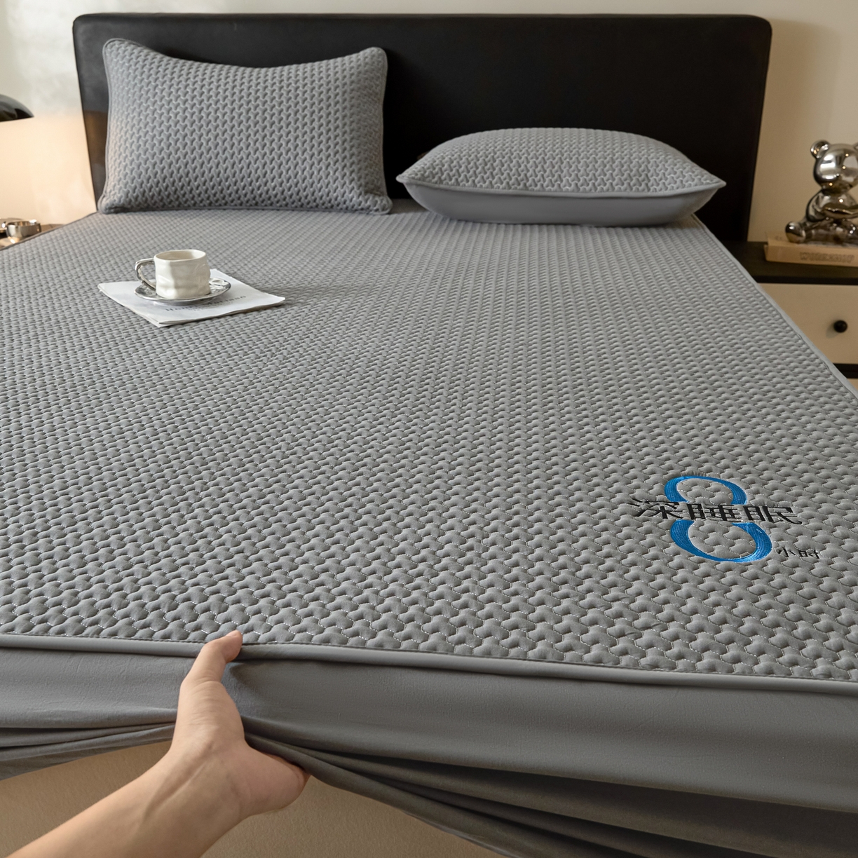 91家纺网 家纺一手货源 找家纺 芬晴家纺 2025新款深睡眠棉花全棉床笠 深睡眠-岩灰