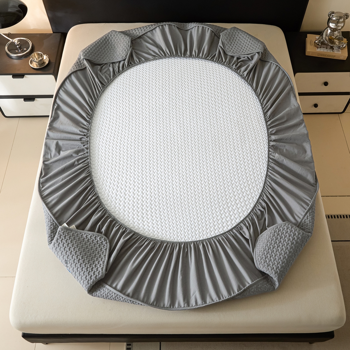 91家纺网 家纺一手货源 找家纺 芬晴家纺 2025新款深睡眠棉花全棉床笠 深睡眠-岩灰