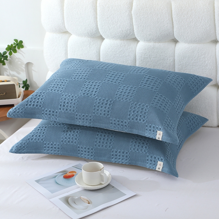 91家纺网 家纺一手货源 找家纺 娇兰毛巾 2025新款7A抗菌A类全棉纱布枕巾 艾格蓝