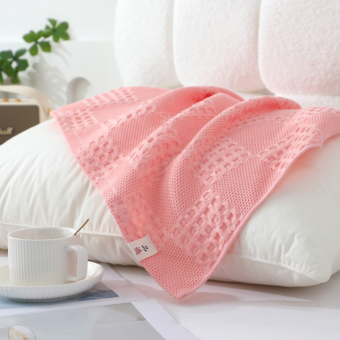 91家纺网 家纺一手货源 找家纺 娇兰毛巾 2025新款7A抗菌A类全棉纱布枕巾 艾格粉