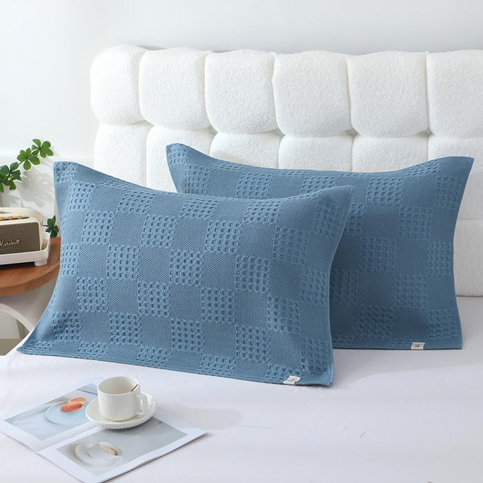 91家纺网 家纺一手货源 找家纺 娇兰毛巾 2025新款7A抗菌A类全棉纱布枕巾 艾格蓝