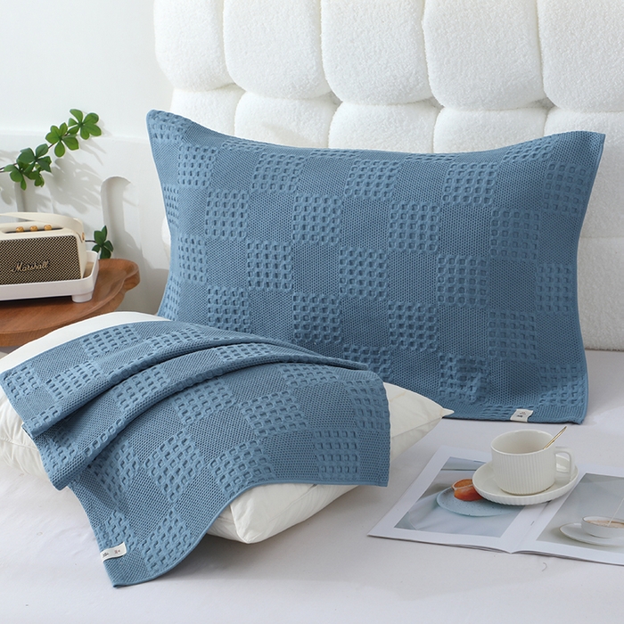 91家纺网 家纺一手货源 找家纺 娇兰毛巾 2025新款7A抗菌A类全棉纱布枕巾 艾格蓝