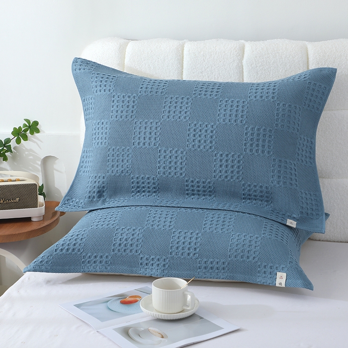 91家纺网 家纺一手货源 找家纺 娇兰毛巾 2025新款7A抗菌A类全棉纱布枕巾 艾格蓝