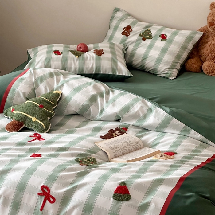 91家纺网 家纺一手货源 找家纺 （总）西西家居 2025新款100支澳棉全棉纯棉刺绣四件套-圣诞树送抱枕（会员-20元 抱枕限定送送送 各平台严格控价劵后不低于368元起）