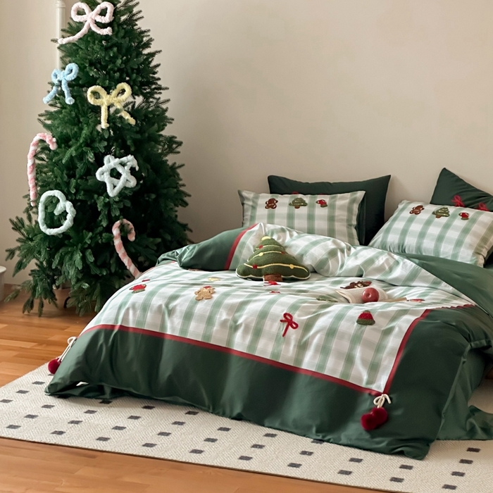 91家纺网 家纺一手货源 找家纺 （总）西西家居 2025新款100支澳棉全棉纯棉刺绣四件套-圣诞树送抱枕（会员-20元 抱枕限定送送送 各平台严格控价劵后不低于368元起）