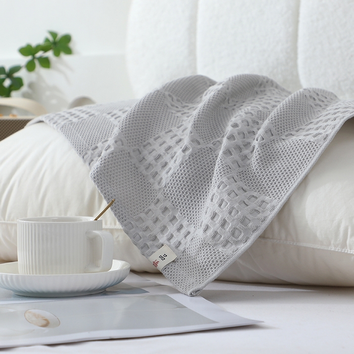 91家纺网 家纺一手货源 找家纺 娇兰毛巾 2025新款7A抗菌A类全棉纱布枕巾 艾格灰