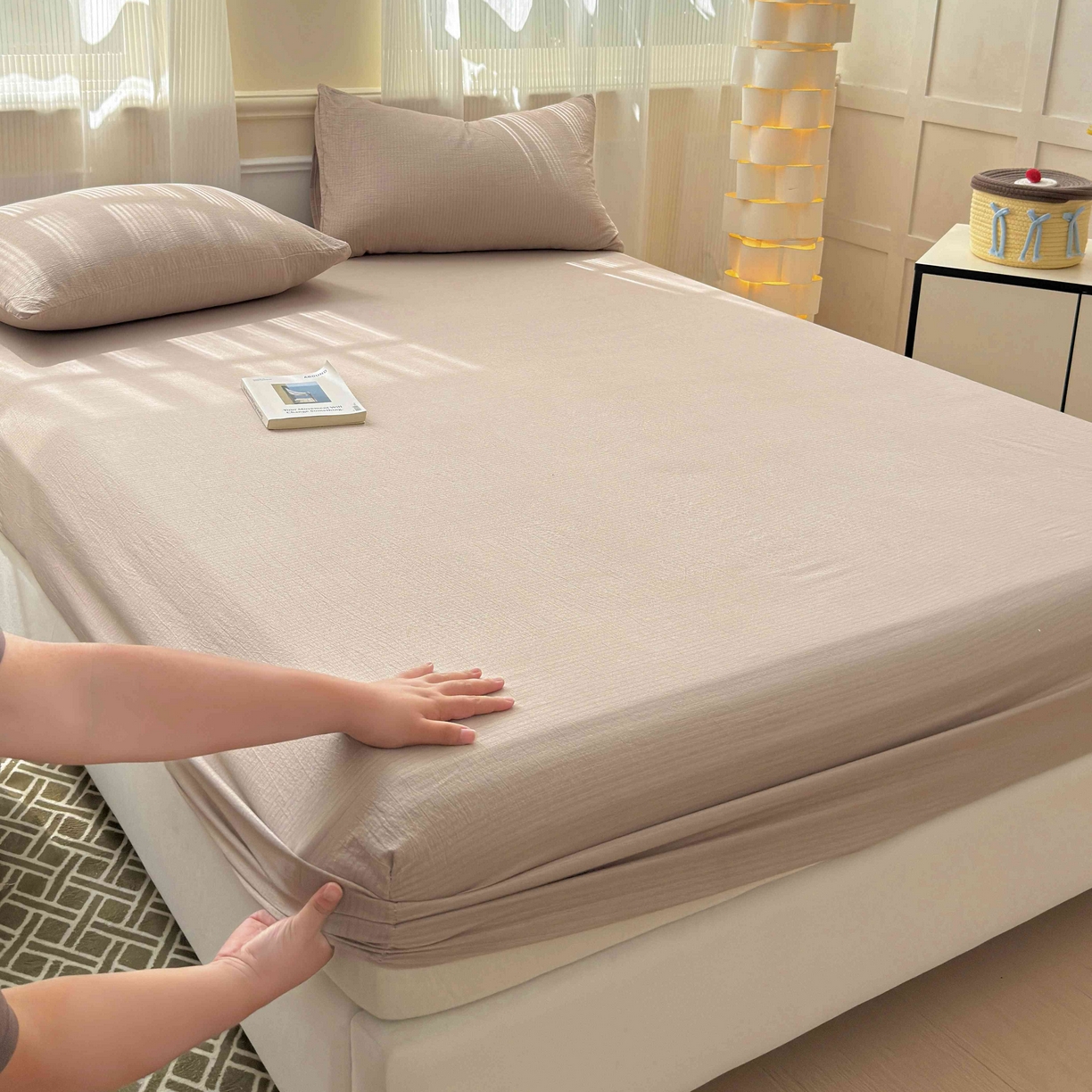 91家纺网 家纺一手货源 找家纺 （总）富阿娜家纺 2025新款120克超柔云朵棉双层纱床笠三件套