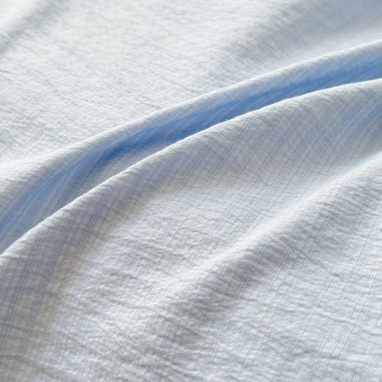 91家纺网 家纺一手货源 找家纺 富阿娜家纺 2025新款120克超柔云朵棉双层纱床笠三件套 云朵浅蓝