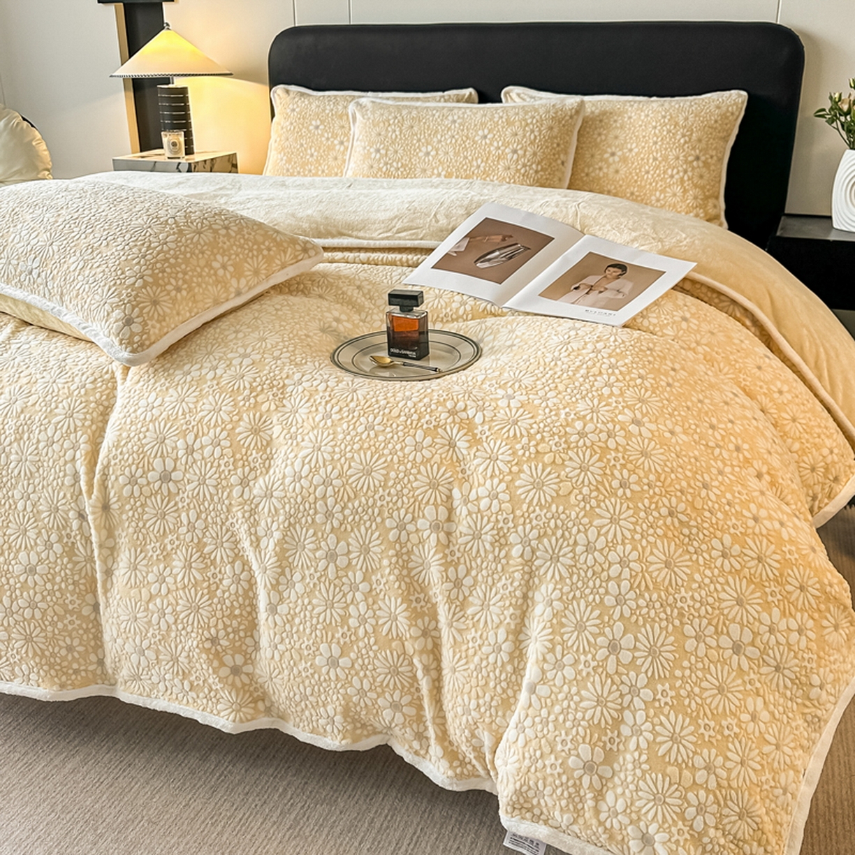 91家纺网 家纺一手货源 找家纺 （总）莱越家纺 2025新款牛奶雕花绒四件套