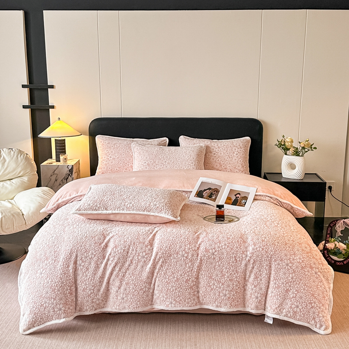 91家纺网 家纺一手货源 找家纺 （总）莱越家纺 2025新款牛奶雕花绒四件套