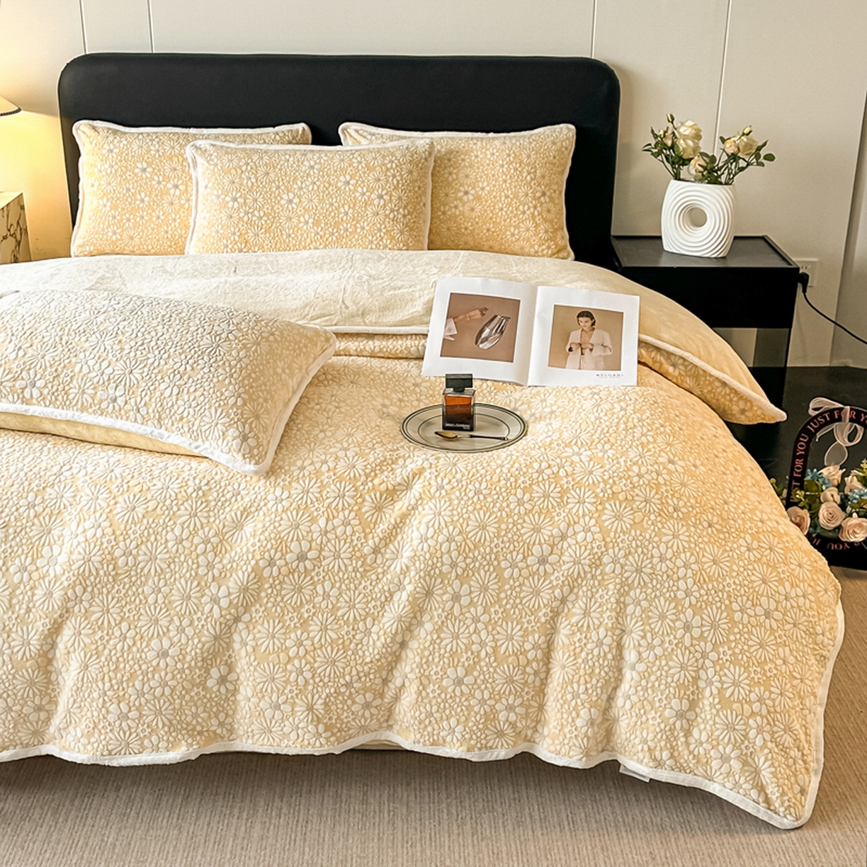 91家纺网 家纺一手货源 找家纺 （总）莱越家纺 2025新款牛奶雕花绒四件套