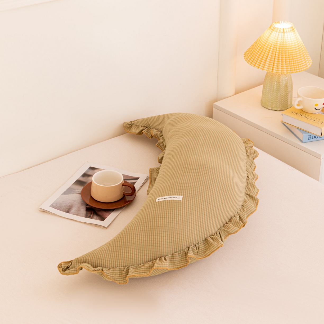 卓昌枕芯 2025新款全棉糖果抱枕月亮抱枕可拆洗加内胆 月亮-绿