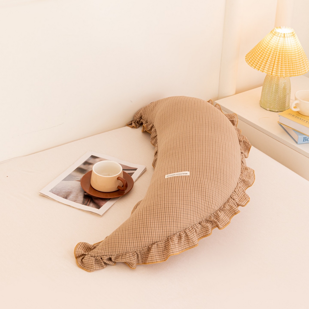 卓昌枕芯 2025新款全棉糖果抱枕月亮抱枕可拆洗加内胆 月亮-咖