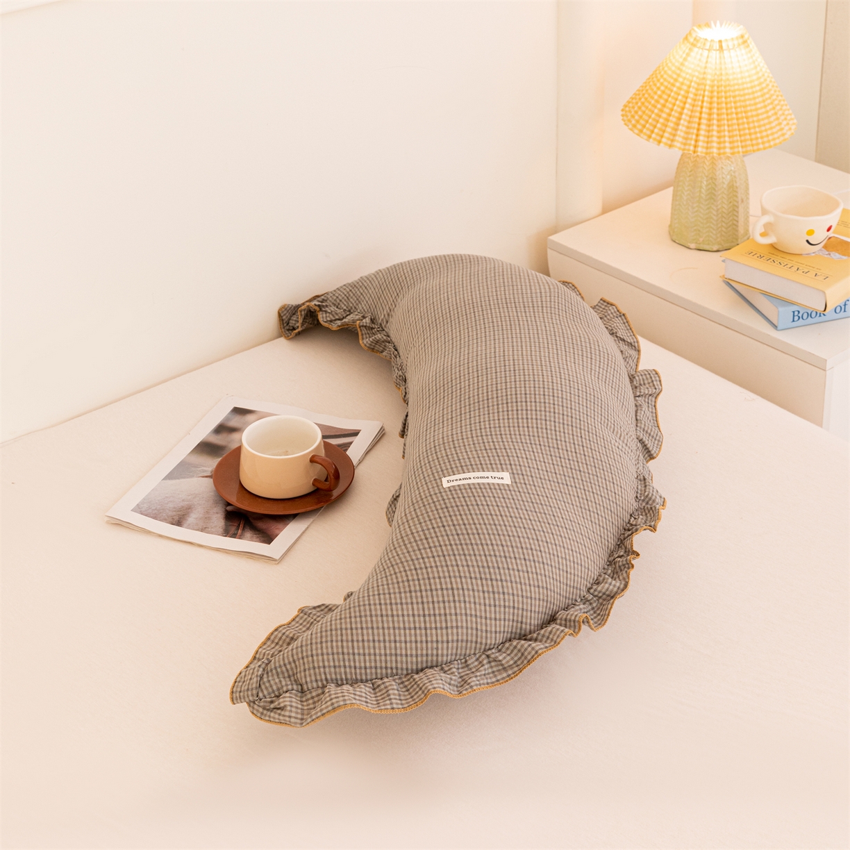 91家纺网 家纺一手货源 找家纺 卓昌枕芯 2025新款全棉糖果抱枕月亮抱枕可拆洗加内胆 月亮-灰