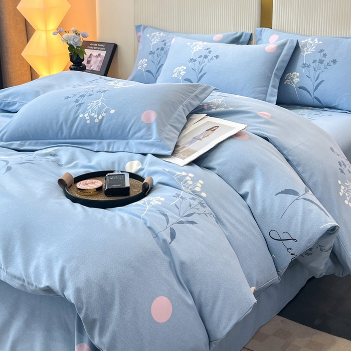 91家纺网 家纺一手货源 找家纺 凌鼎 2025新款喷气加厚磨毛四件套系列1 春恋序曲兰