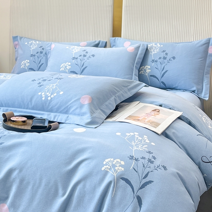 91家纺网 家纺一手货源 找家纺 凌鼎 2025新款喷气加厚磨毛四件套系列1 春恋序曲兰