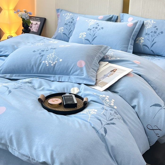 91家纺网 家纺一手货源 找家纺 凌鼎 2025新款喷气加厚磨毛四件套系列1 春恋序曲兰