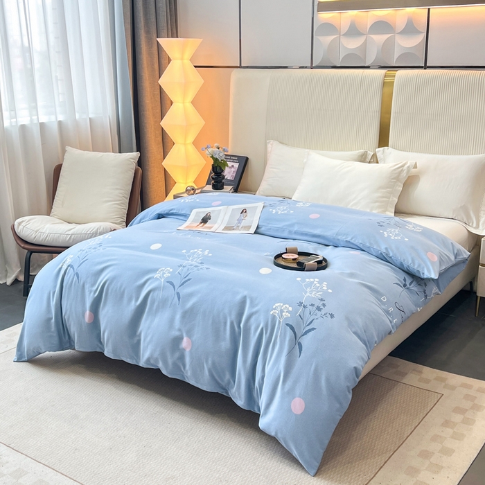 91家纺网 家纺一手货源 找家纺 凌鼎 2025新款喷气加厚磨毛四件套系列1 春恋序曲兰