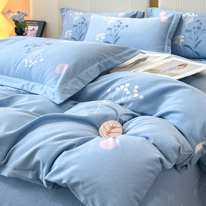 91家纺网 家纺一手货源 找家纺 凌鼎 2025新款喷气加厚磨毛四件套系列1 春恋序曲兰