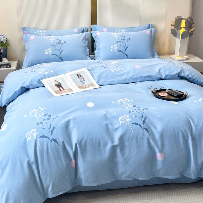 91家纺网 家纺一手货源 找家纺 凌鼎 2025新款喷气加厚磨毛四件套系列1 春恋序曲兰